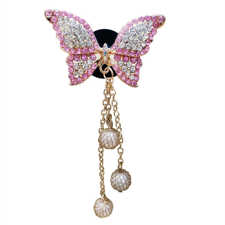 Butterfly Tassel Pearl Diamond Car Air Vent Aromatherapy Clip(Pink) by buy2fix