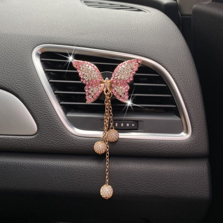 Butterfly Tassel Pearl Diamond Car Air Vent Aromatherapy Clip(Pink) by buy2fix