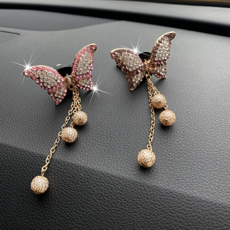 Butterfly Tassel Pearl Diamond Car Air Vent Aromatherapy Clip(Purple) by buy2fix
