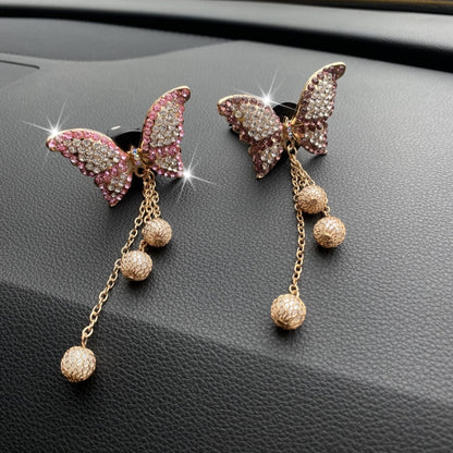 Butterfly Tassel Pearl Diamond Car Air Vent Aromatherapy Clip(Purple) by buy2fix
