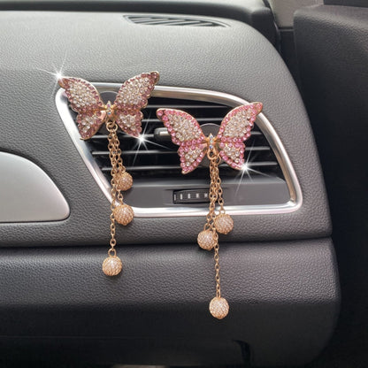Butterfly Tassel Pearl Diamond Car Air Vent Aromatherapy Clip(Pink) by buy2fix