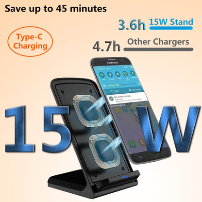 15W Desktop Wireless Charger Mobile Phone Wireless Fast Charging Bracket(Black) by buy2fix