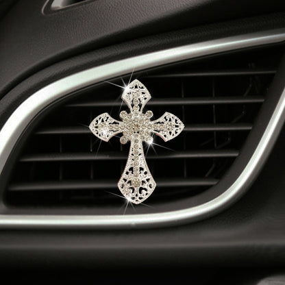 Metal Cross Car Air Outlet Decorative Aromatherapy Clip(Silver) by buy2fix