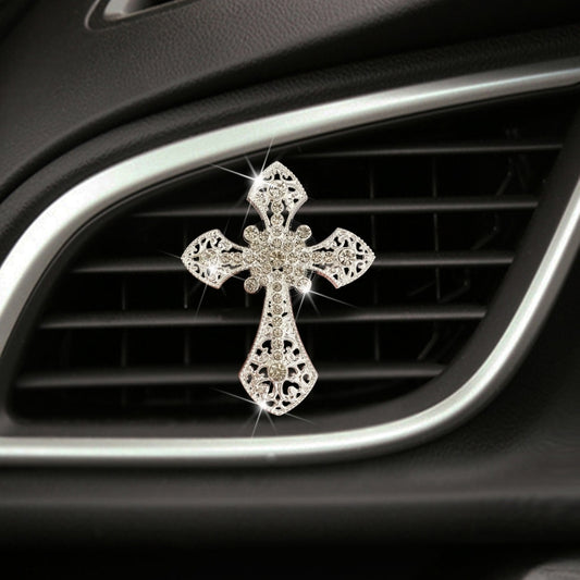 Metal Cross Car Air Outlet Decorative Aromatherapy Clip(Silver) by buy2fix