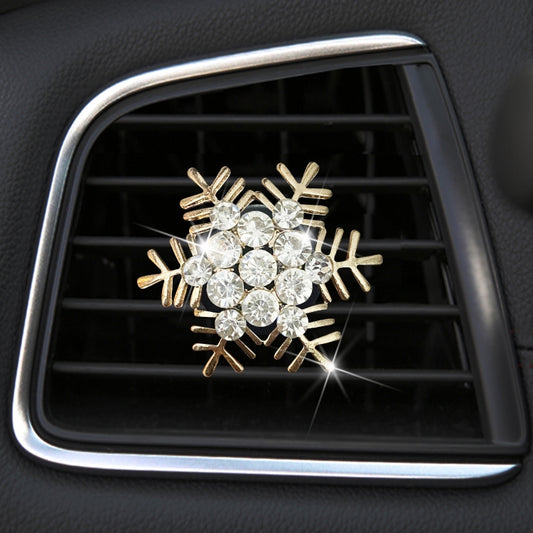 Rhinestone Metal Snowflake Car Air Vent Aromatherapy Decorative Clip(Gold) by buy2fix