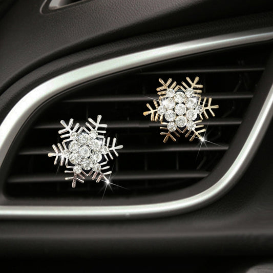 Rhinestone Metal Snowflake Car Air Vent Aromatherapy Decorative Clip(Gold) by buy2fix