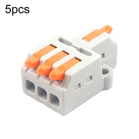 5pcs D1-3 Push Type Mini Wire Connection Splitter Quick Connect Terminal Block(Orange) - Connectors & Terminals by buy2fix | Online Shopping UK | buy2fix