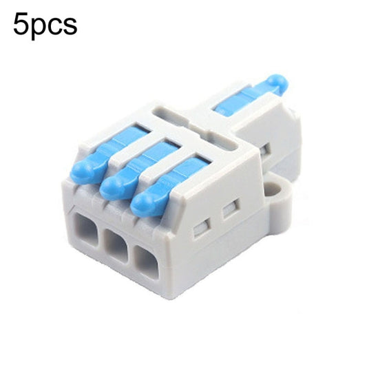5pcs D1-3 Push Type Mini Wire Connection Splitter Quick Connect Terminal Block(Blue) - Connectors & Terminals by buy2fix | Online Shopping UK | buy2fix