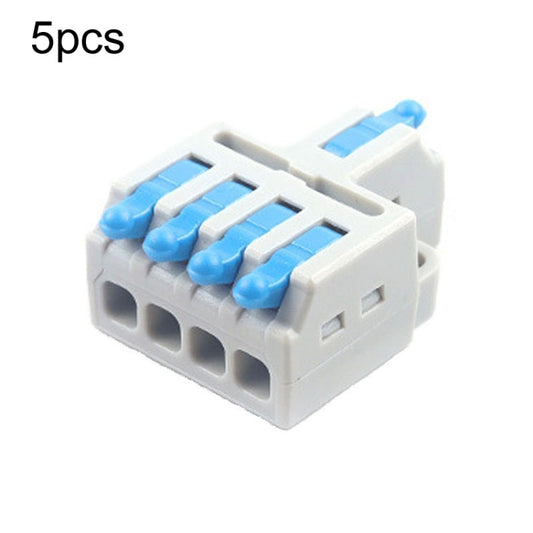 5pcs D1-4 Push Type Mini Wire Connection Splitter Quick Connect Terminal Block(Blue) - Connectors & Terminals by buy2fix | Online Shopping UK | buy2fix