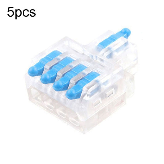 5pcs D1-4T Push Type Mini Wire Connection Splitter Quick Connect Terminal Block(Blue) - Connectors & Terminals by buy2fix | Online Shopping UK | buy2fix