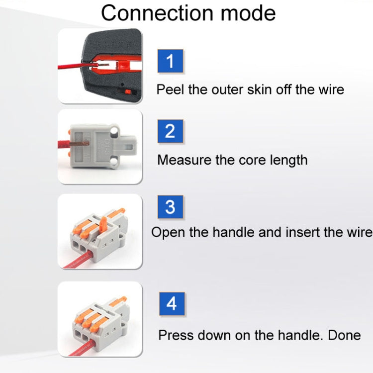 5pcs D1-4T Push Type Mini Wire Connection Splitter Quick Connect Terminal Block(Orange) - Connectors & Terminals by buy2fix | Online Shopping UK | buy2fix
