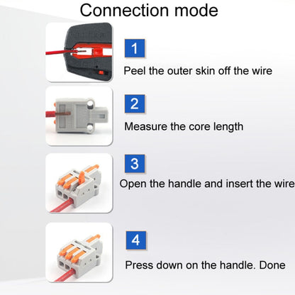 5pcs D1-2T Push Type Mini Wire Connection Splitter Quick Connect Terminal Block(Orange) - Connectors & Terminals by buy2fix | Online Shopping UK | buy2fix