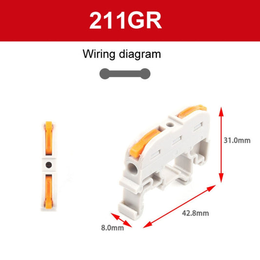 10pcs Guide Rail Type Replacement UK Quick Terminal Block 1 Input 1 Output(Gray) - Connectors & Terminals by buy2fix | Online Shopping UK | buy2fix