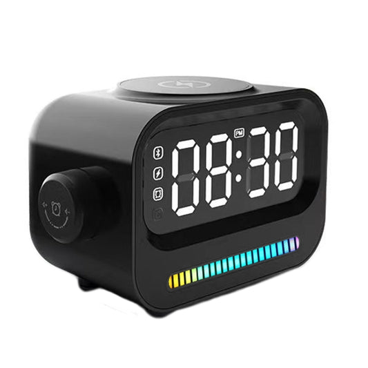 15W 3-In-1 Ambient Light Digital Display Clock Bluetooth Speaker Magnetic Wireless Charger(Black) - Desktop Speaker by buy2fix | Online Shopping UK | buy2fix