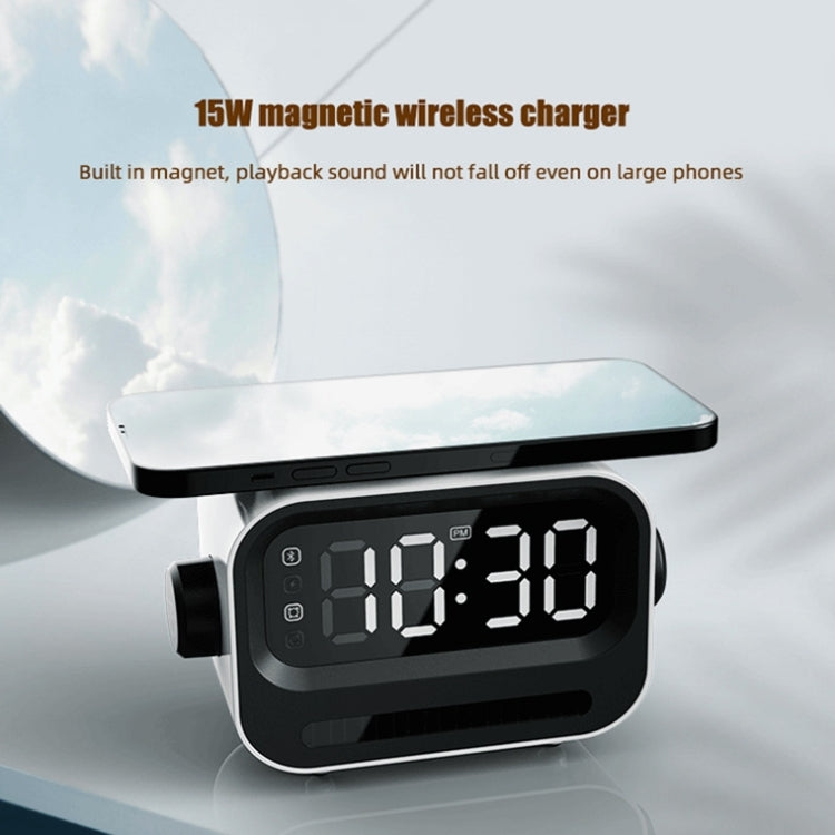 15W 3-In-1 Ambient Light Digital Display Clock Bluetooth Speaker Magnetic Wireless Charger(Black) - Desktop Speaker by buy2fix | Online Shopping UK | buy2fix