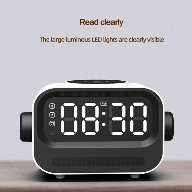15W 3-In-1 Ambient Light Digital Display Clock Bluetooth Speaker Magnetic Wireless Charger(Black) - Desktop Speaker by buy2fix | Online Shopping UK | buy2fix