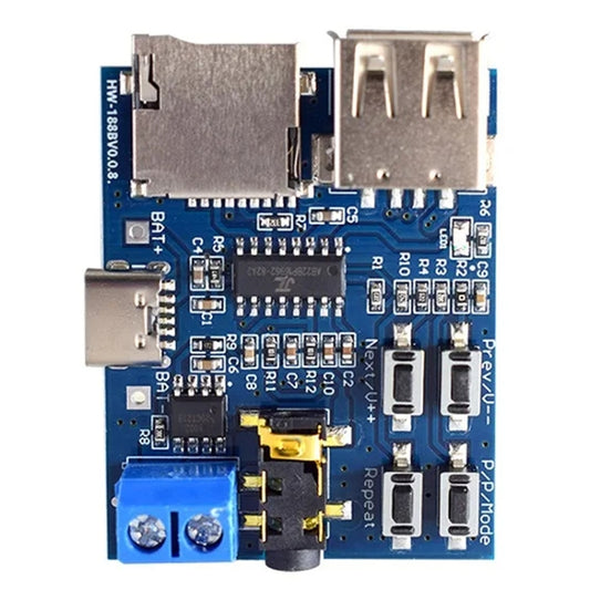 MP3 Lossless Decoder Board Decoder TF Card USB Flash Drive MP3 Decoding Player Module With Amplifier, Interface: Type-C - Breadboard / Amplifier Board by buy2fix | Online Shopping UK | buy2fix