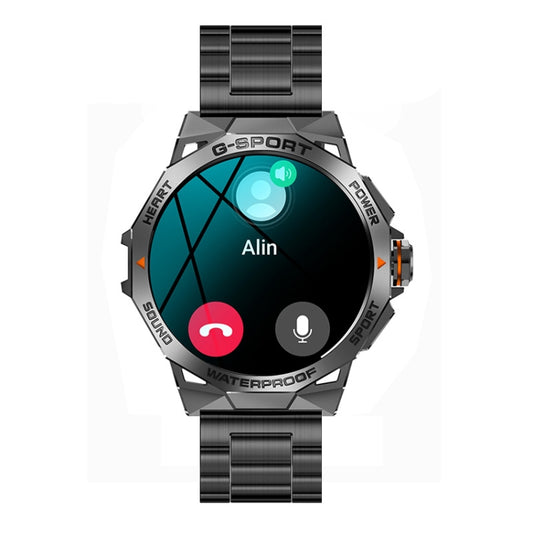 K62 1.43 Inch Waterproof Bluetooth Call Weather Music Smart Sports Watch, Color: Black Three-bead Steel by buy2fix
