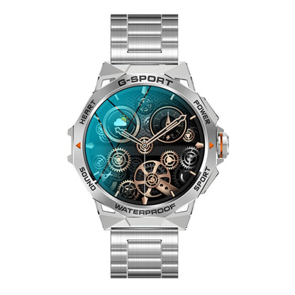 K62 1.43 Inch Waterproof Bluetooth Call Weather Music Smart Sports Watch, Color: Silver Three-bead Steel by buy2fix