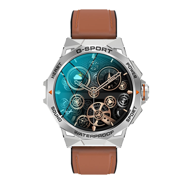 K62 1.43 Inch Waterproof Bluetooth Call Weather Music Smart Sports Watch, Color: Brown Leather by buy2fix