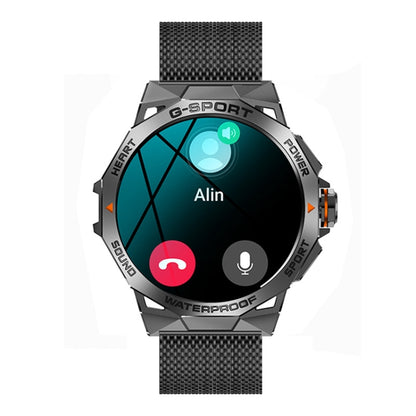 K62 1.43 Inch Waterproof Bluetooth Call Weather Music Smart Sports Watch, Color: Black Steel by buy2fix