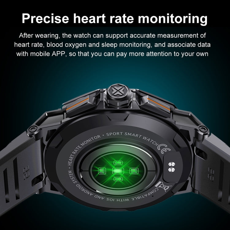 K62 1.43 Inch Waterproof Bluetooth Call Weather Music Smart Sports Watch, Color: Black Steel by buy2fix