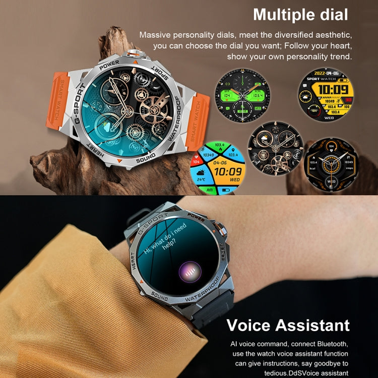 K62 1.43 Inch Waterproof Bluetooth Call Weather Music Smart Sports Watch, Color: Brown Leather by buy2fix