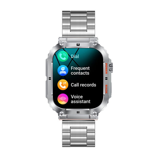 K57 Pro 1.96 Inch Bluetooth Call Music Weather Display Waterproof Smart Watch, Color: Silver Three-beads by buy2fix
