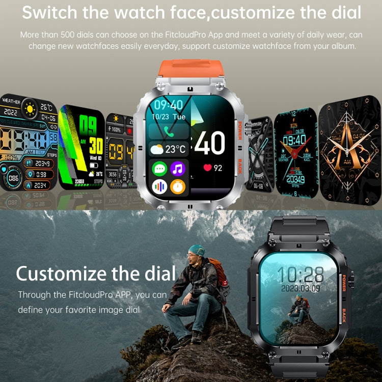 K57 Pro 1.96 Inch Bluetooth Call Music Weather Display Waterproof Smart Watch, Color: Silver Bamboo by buy2fix