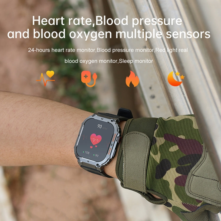 K57 Pro 1.96 Inch Bluetooth Call Music Weather Display Waterproof Smart Watch, Color: Black Bamboo by buy2fix