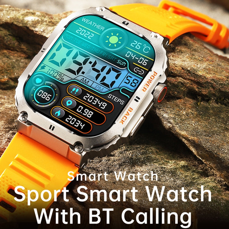 K57 Pro 1.96 Inch Bluetooth Call Music Weather Display Waterproof Smart Watch, Color: Silver Leather by buy2fix