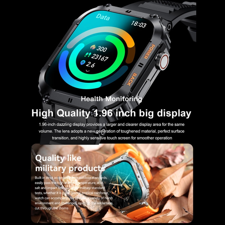K57 Pro 1.96 Inch Bluetooth Call Music Weather Display Waterproof Smart Watch, Color: Orange by buy2fix