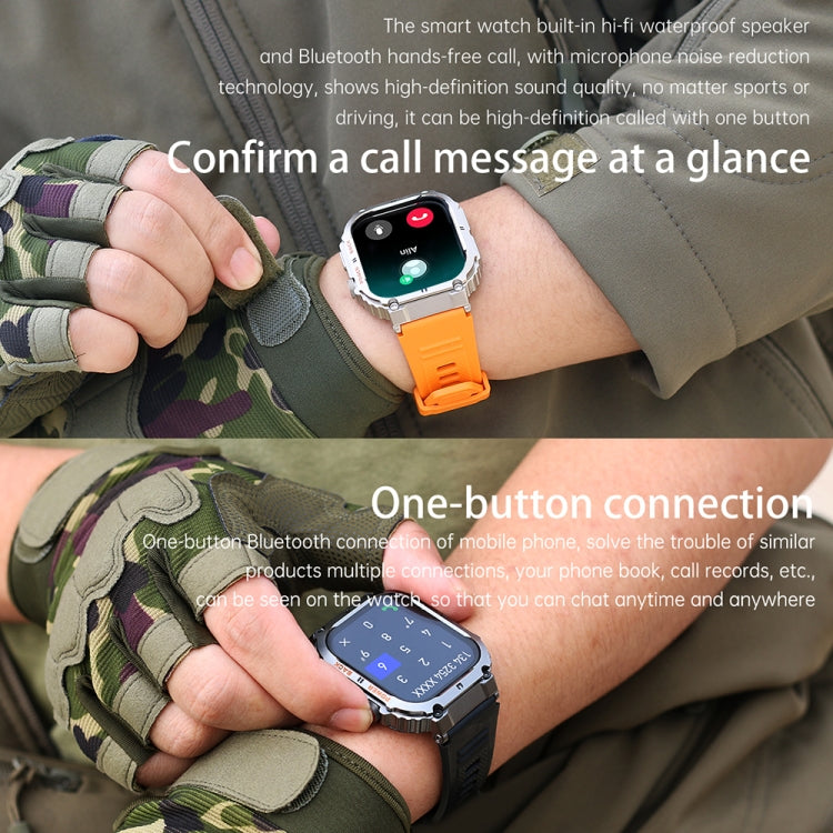 K57 Pro 1.96 Inch Bluetooth Call Music Weather Display Waterproof Smart Watch, Color: Silver Three-beads by buy2fix