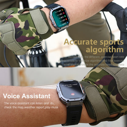 K57 Pro 1.96 Inch Bluetooth Call Music Weather Display Waterproof Smart Watch, Color: Black Bamboo by buy2fix