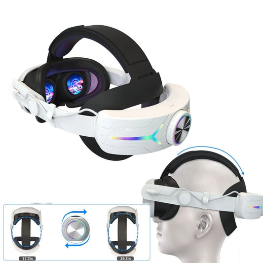 For Meta Quest 3 USB Rechargeable RGB Lighting Effect Adjustable Foldable Headset(Black) - VR Accessories by buy2fix | Online Shopping UK | buy2fix
