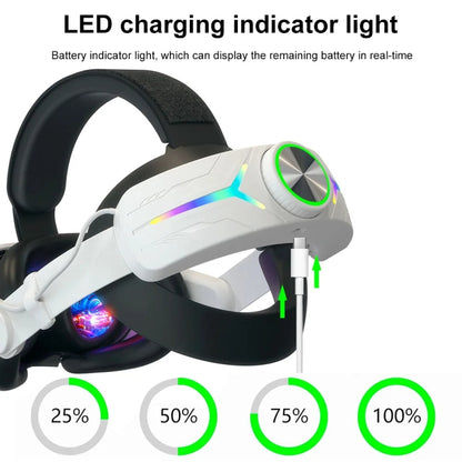 For Meta Quest 3 USB Rechargeable RGB Lighting Effect Adjustable Foldable Headset(Elite) - VR Accessories by buy2fix | Online Shopping UK | buy2fix