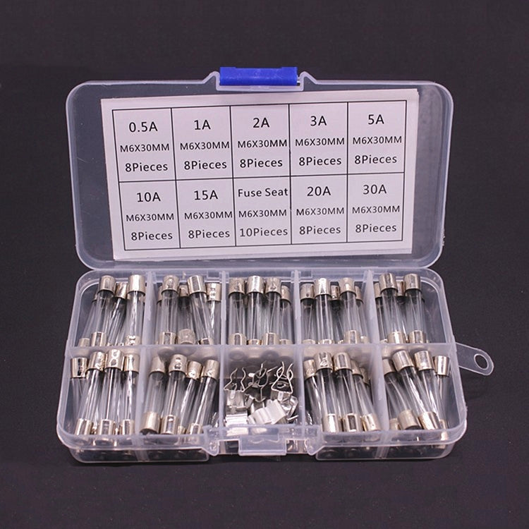 72pcs /Box 6x30mm Glass Fuse 0.5A-30A Insurance Pipe / by buy2fix