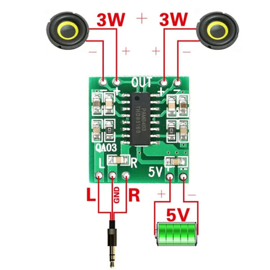 10pcs PAM8403 Mini 5V Digital Amplifier Board USB Power Supply Good Sound Effect, Specification: Module - Breadboard / Amplifier Board by buy2fix | Online Shopping UK | buy2fix