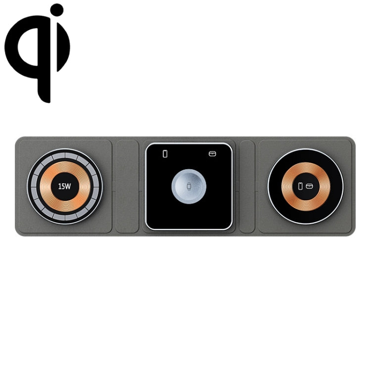 XH-X8 15W 3-in-1 MagSafe Foldable Mini Magnetic Mobile Phone Earphone Watch Wireless Charger(Black) by buy2fix