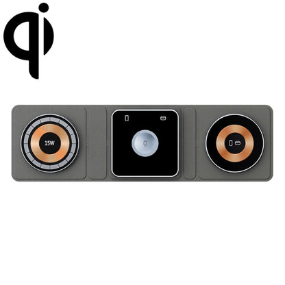 XH-X8 15W 3-in-1 MagSafe Foldable Mini Magnetic Mobile Phone Earphone Watch Wireless Charger(Black) by buy2fix