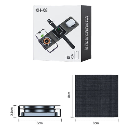 XH-X8 15W 3-in-1 MagSafe Foldable Mini Magnetic Mobile Phone Earphone Watch Wireless Charger(Black) by buy2fix