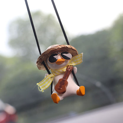 Car Cartoon Duck Rear View Mirror Interior Pendant(Pink Guitar Duck) by buy2fix