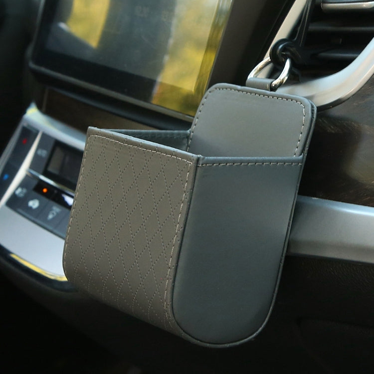 Car Air Outlet Leather Multifunctional Mobile Phone Card Hanging Storage Box, Color: Gray by buy2fix