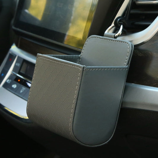 Car Air Outlet Leather Multifunctional Mobile Phone Card Hanging Storage Box, Color: Gray by buy2fix