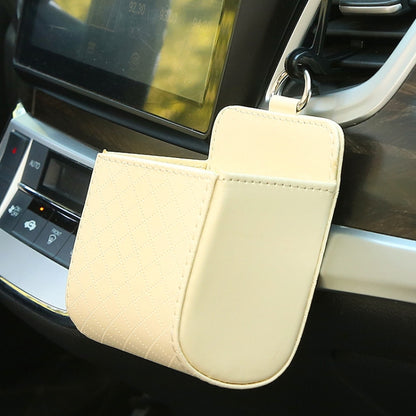 Car Air Outlet Leather Multifunctional Mobile Phone Card Hanging Storage Box, Color: Beige by buy2fix