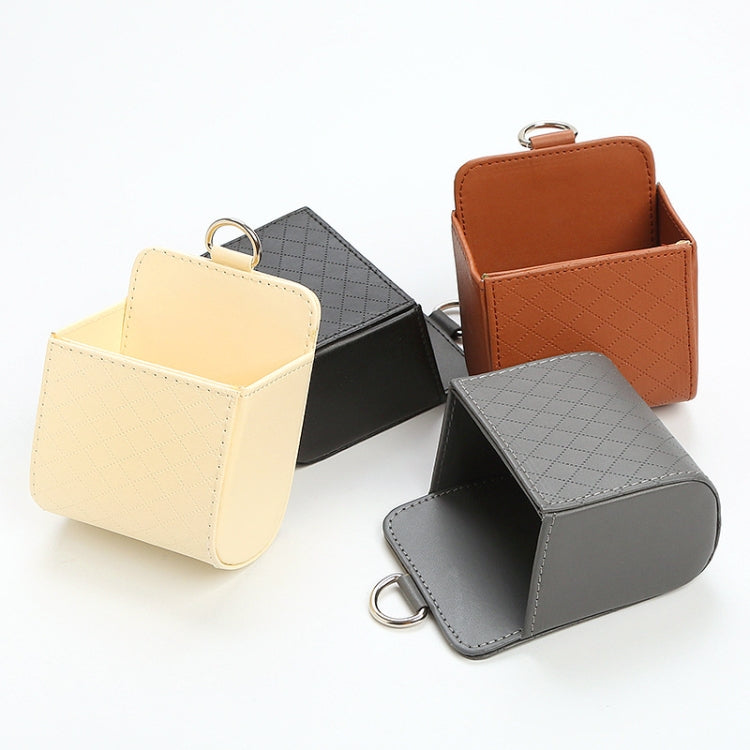 Car Air Outlet Leather Multifunctional Mobile Phone Card Hanging Storage Box, Color: Beige by buy2fix