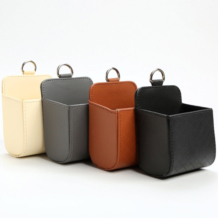 Car Air Outlet Leather Multifunctional Mobile Phone Card Hanging Storage Box, Color: Black by buy2fix