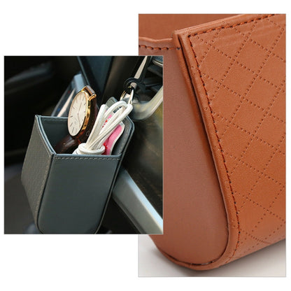 Car Air Outlet Leather Multifunctional Mobile Phone Card Hanging Storage Box, Color: Brown by buy2fix