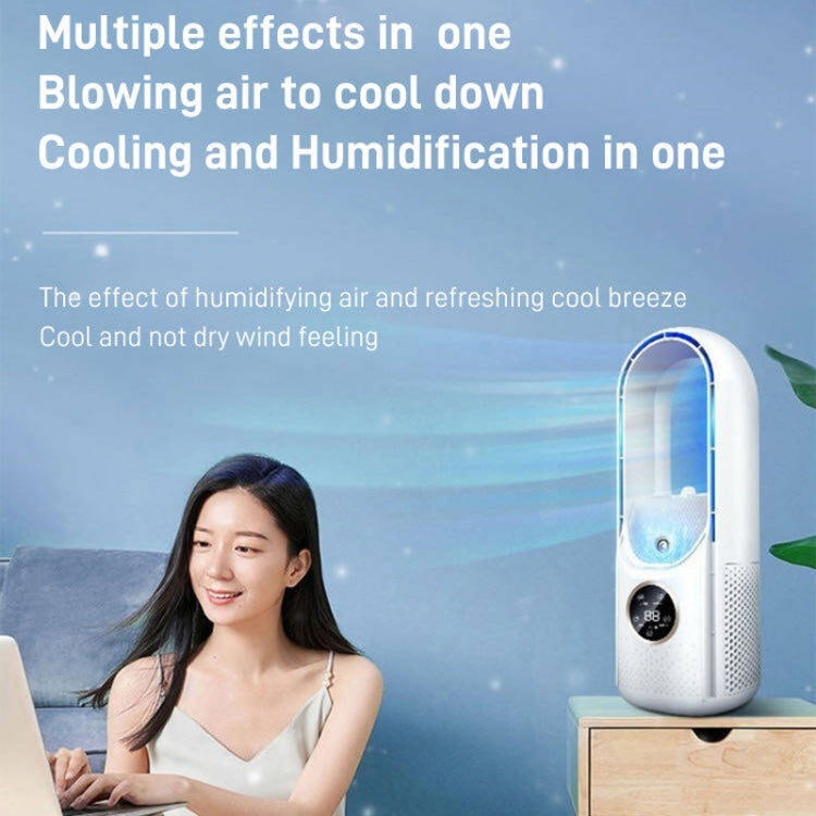 Desk Bladeless Humidification Electric Fan Six Gear Adjustable with LED Light Timing Function(White) by buy2fix