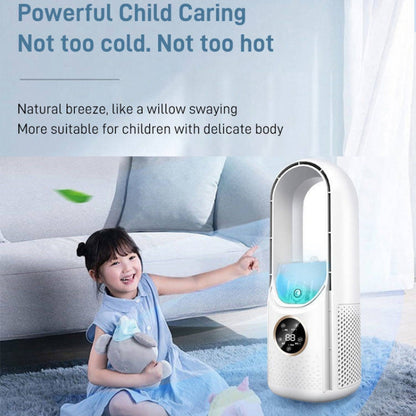 Desk Bladeless Humidification Electric Fan Six Gear Adjustable with LED Light Timing Function(White) by buy2fix